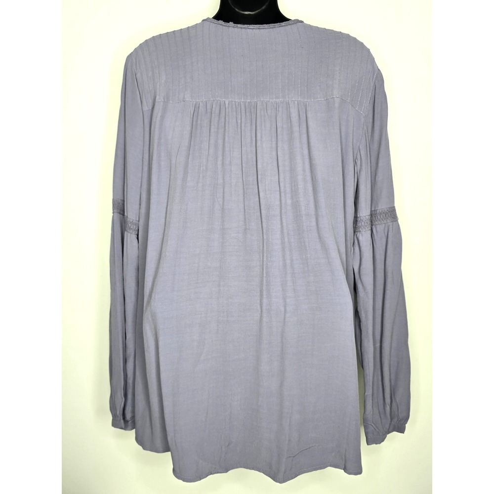 2 LOGO Lori Goldstein Blouse Top Lot Womens Medium Black Lavender Button Pleated - Picture 13 of 15